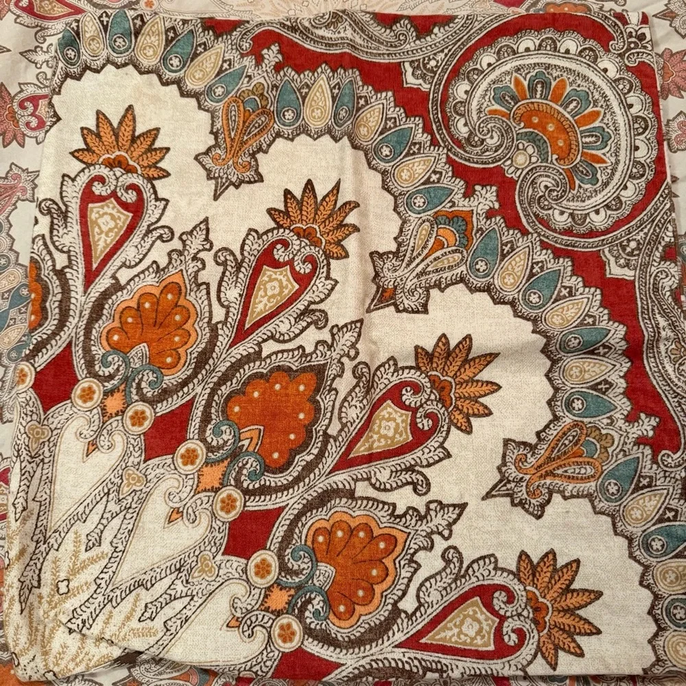 Pottery Barn Valencia King Duvet Cover Set Sham Pillowcase Orange Red